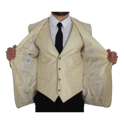 Dolce & Gabbana Beige Polka Dot Silk 2 Piece Blazer Dolce & Gabbana