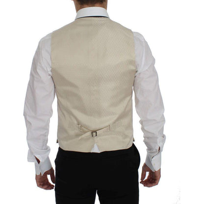 Dolce & Gabbana Beige Polka Dot Silk 2 Piece Blazer Dolce & Gabbana