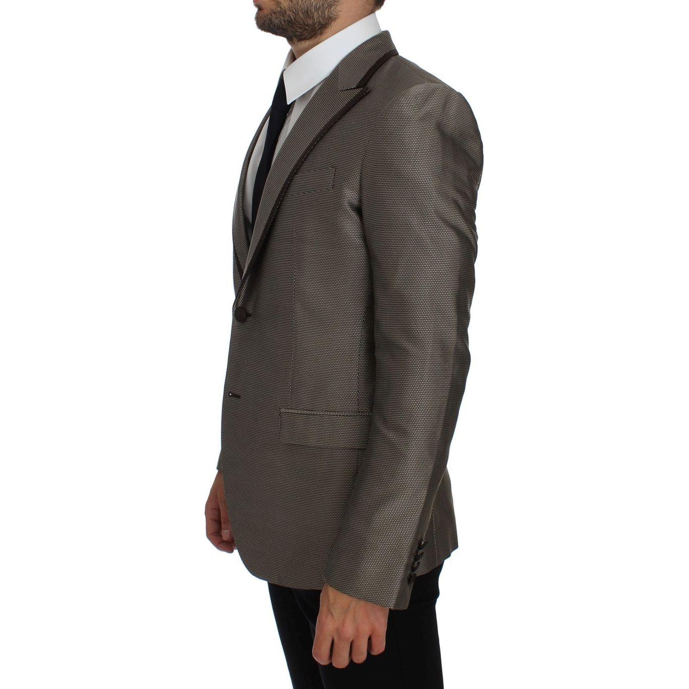 Dolce & Gabbana Brown Slim Fit Silk Two Button Blazer Dolce & Gabbana
