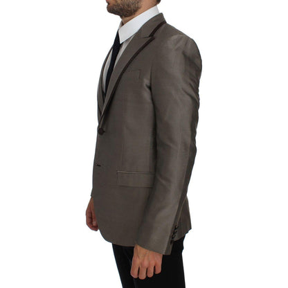 Dolce & Gabbana Brown Slim Fit Silk Two Button Blazer Dolce & Gabbana