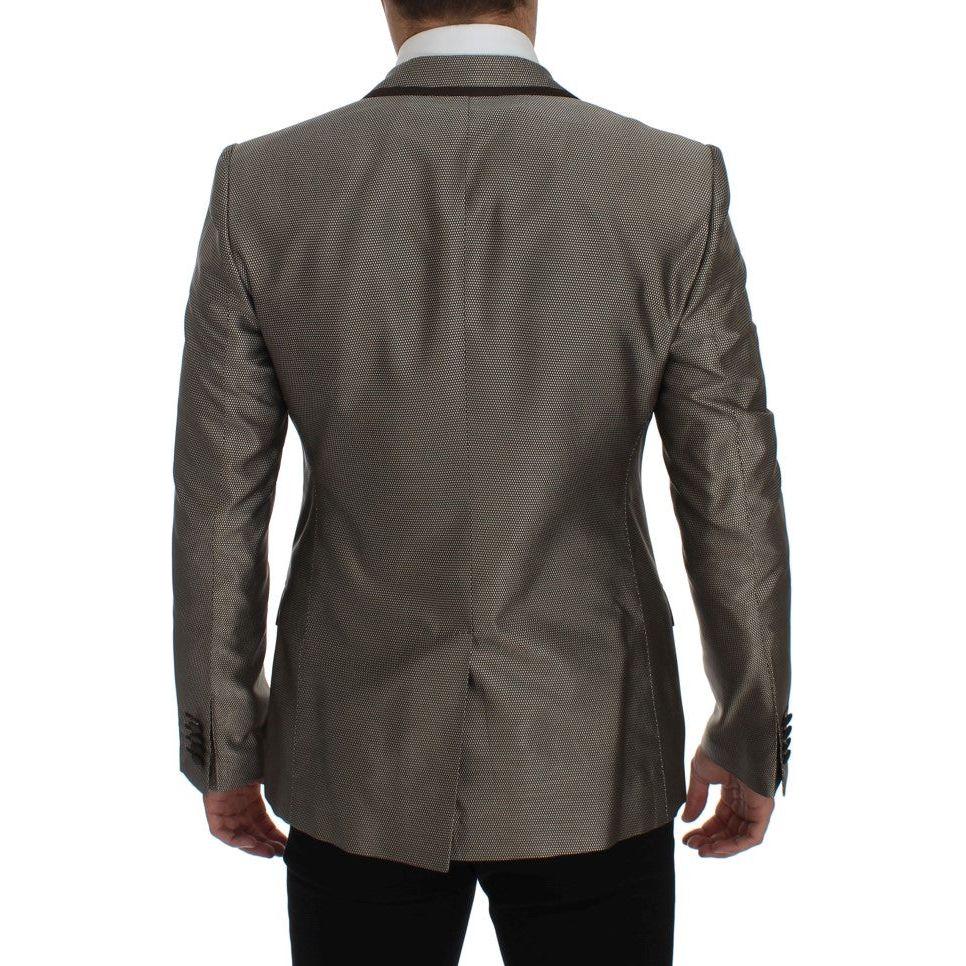 Dolce & Gabbana Brown Slim Fit Silk Two Button Blazer Dolce & Gabbana