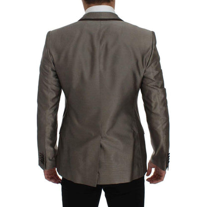 Dolce & Gabbana Brown Slim Fit Silk Two Button Blazer Dolce & Gabbana