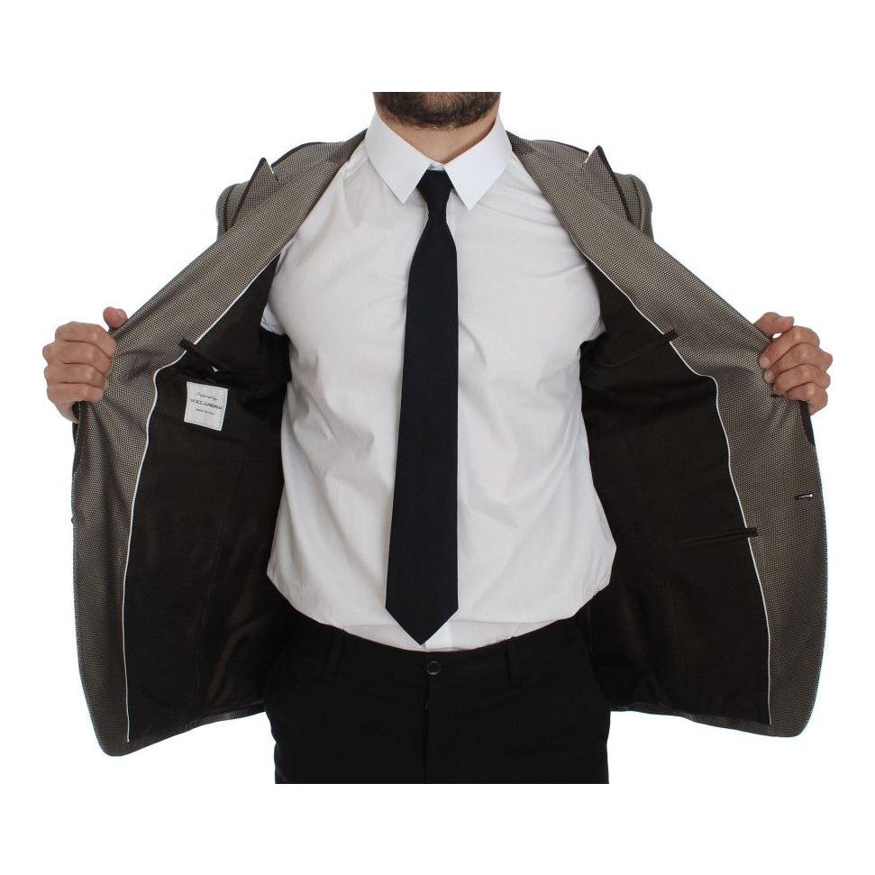 Dolce & Gabbana Brown Slim Fit Silk Two Button Blazer Dolce & Gabbana