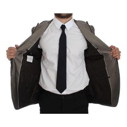 Dolce & Gabbana Brown Slim Fit Silk Two Button Blazer Dolce & Gabbana
