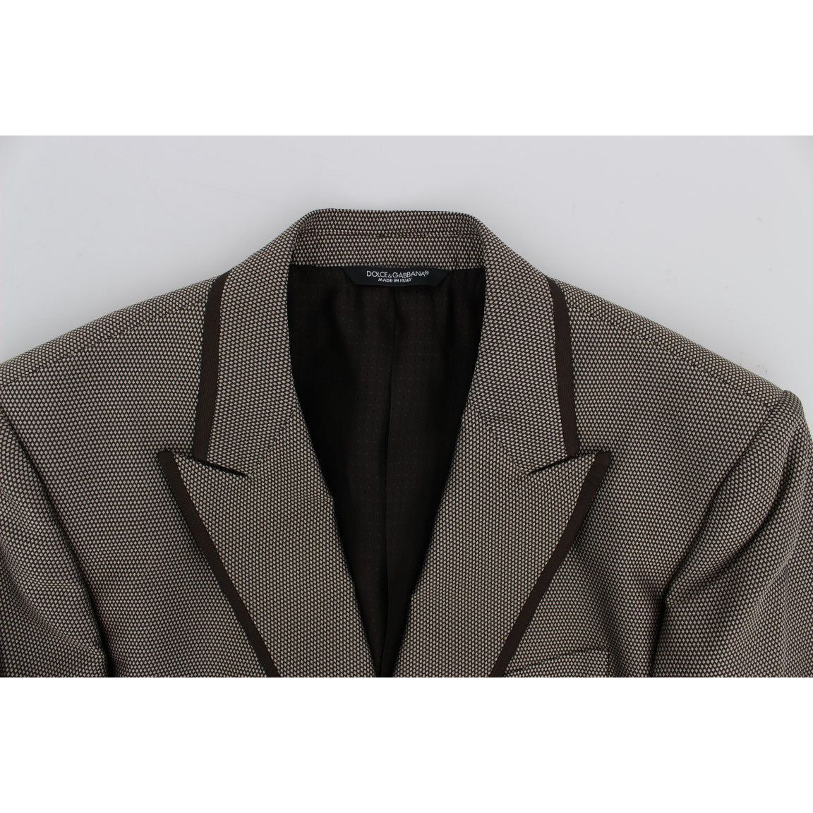 Dolce & Gabbana Brown Slim Fit Silk Two Button Blazer Dolce & Gabbana