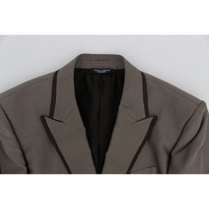 Dolce & Gabbana Brown Slim Fit Silk Two Button Blazer Dolce & Gabbana
