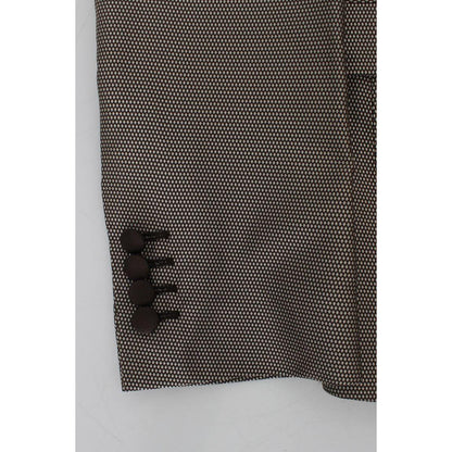 Dolce & Gabbana Brown Slim Fit Silk Two Button Blazer Dolce & Gabbana