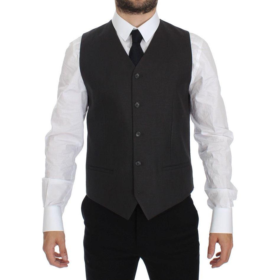 Dolce & Gabbana Gray Slim Fit Linen Blazer Jacket