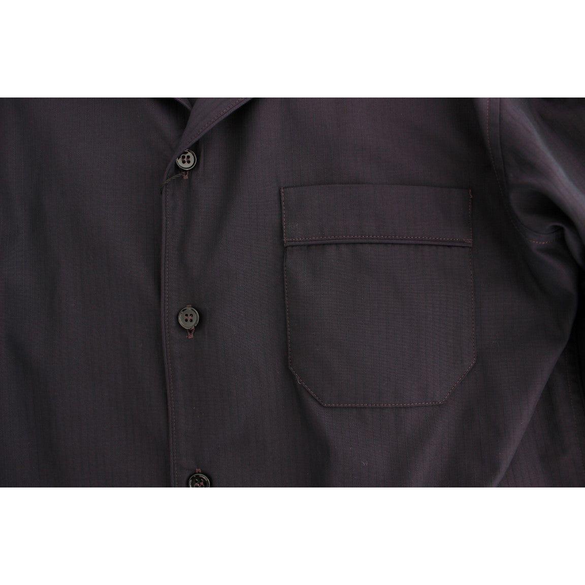 Dolce & Gabbana Purple Striped Cotton Pajama Lounge Shirt Dolce & Gabbana