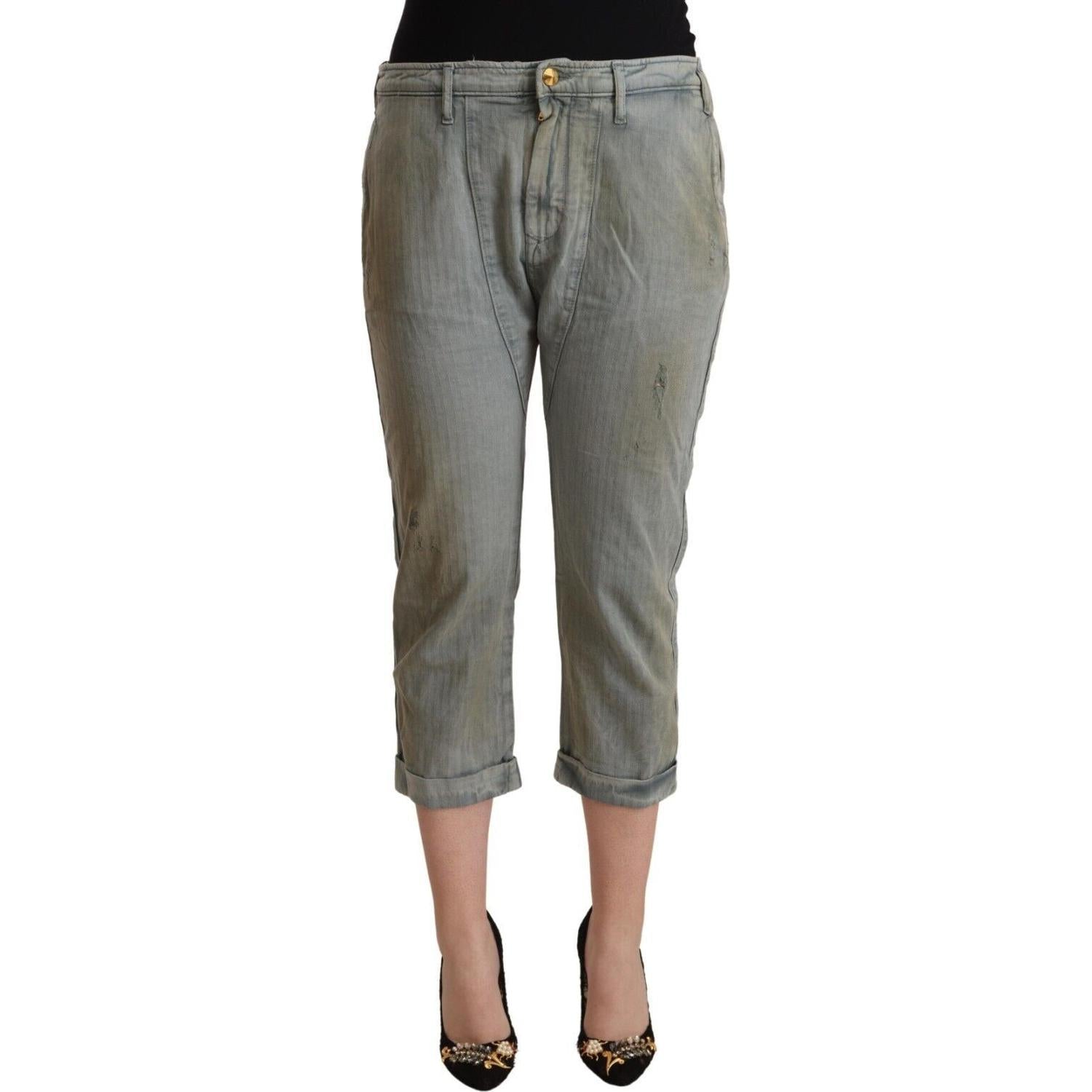 CYCLE Gray 100% Cotton Mid Waist Skinny Cropped Pants