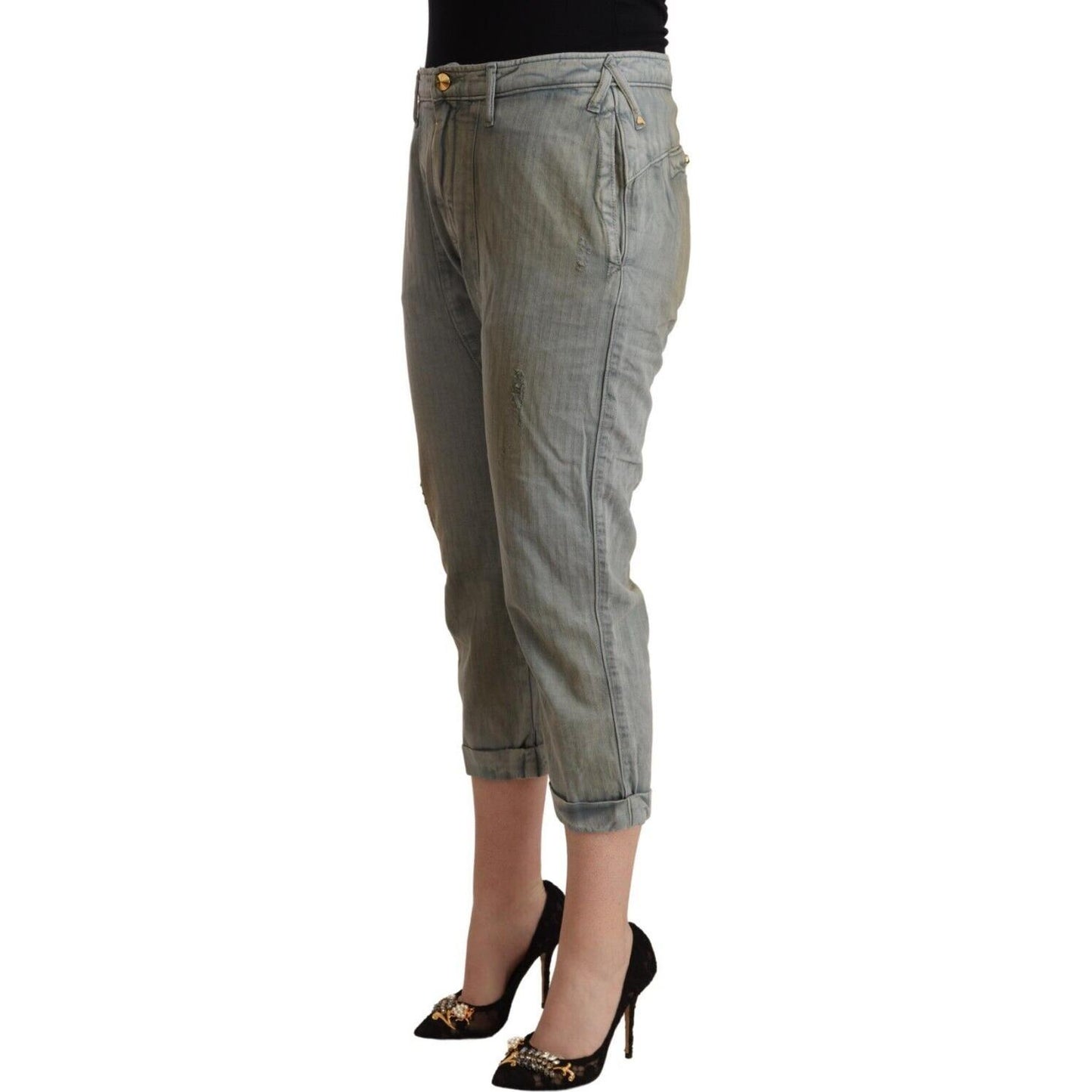 CYCLE Gray 100% Cotton Mid Waist Skinny Cropped Pants CYCLE