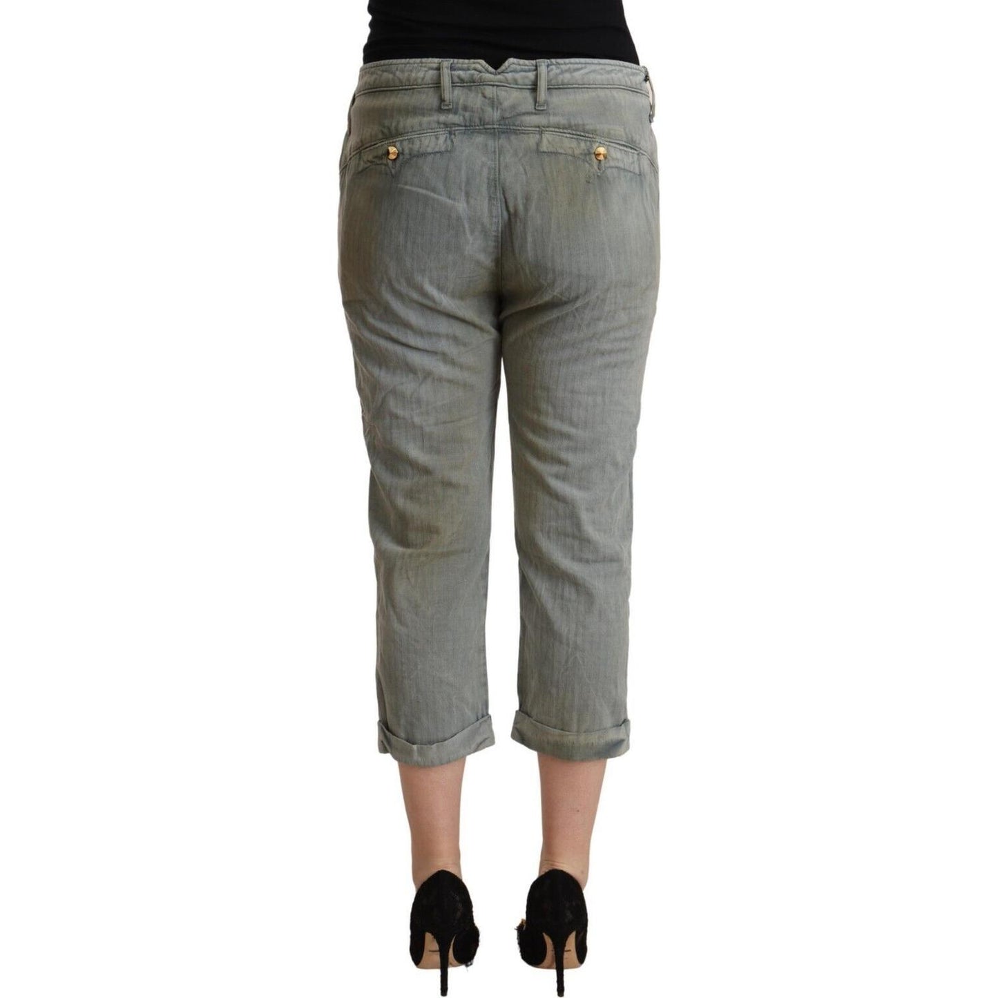 CYCLE Gray 100% Cotton Mid Waist Skinny Cropped Pants CYCLE
