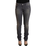 Acht Elegant Dark Gray Skinny Jeans - Low Waist Zip Closure Acht Dark Slate Gray