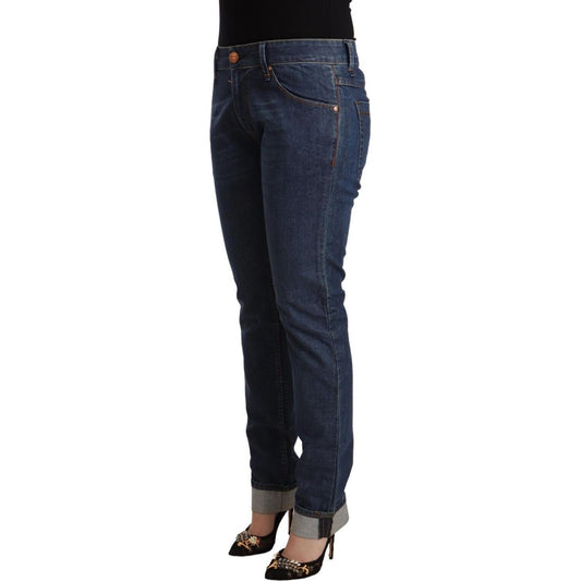 Acht Dark Blue Cotton Slim Fit Folded Hem Denim Jeans PAN71840 - 33