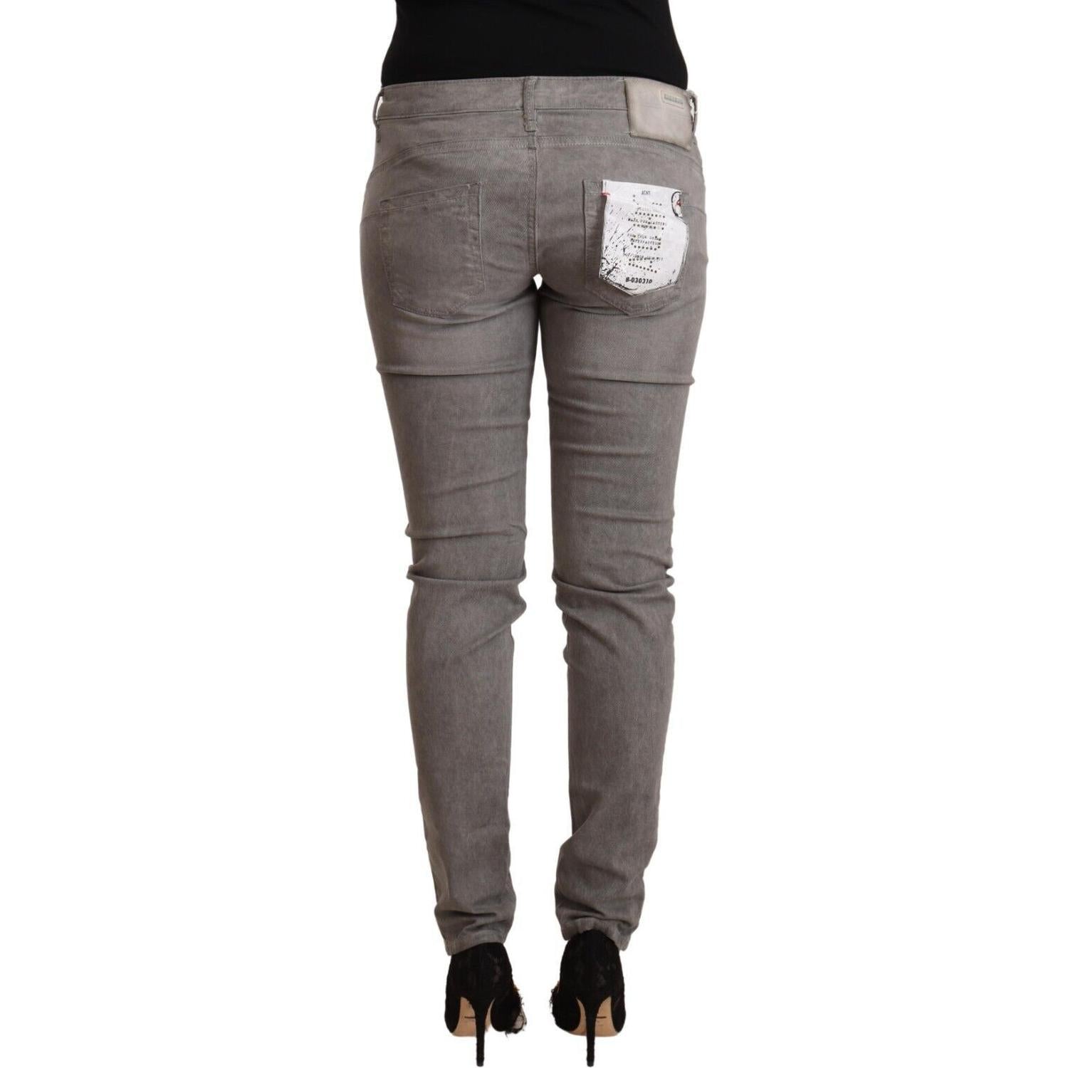 Acht Gray Cotton Low Waist Skinny Push Up Denim Jeans