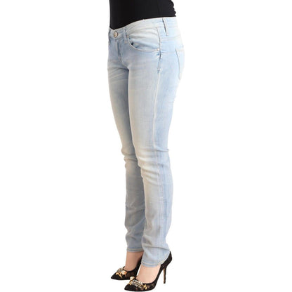 Acht Light Blue Washed Cotton Low Waist Skinny Denim Jeans Acht