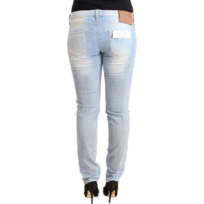 Acht Light Blue Washed Cotton Low Waist Skinny Denim Jeans Acht