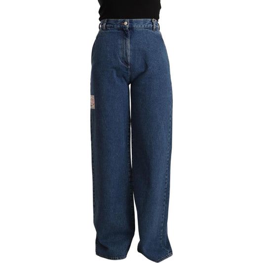 GCDS Blue Cotton High Waist Wide Leg Boot Cut Denim Jeans PAN72658 - 27