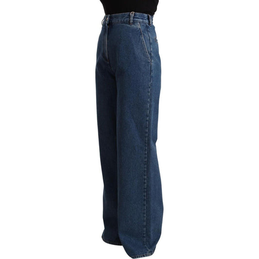 GCDS Blue Cotton High Waist Wide Leg Boot Cut Denim Jeans PAN72658 - 27