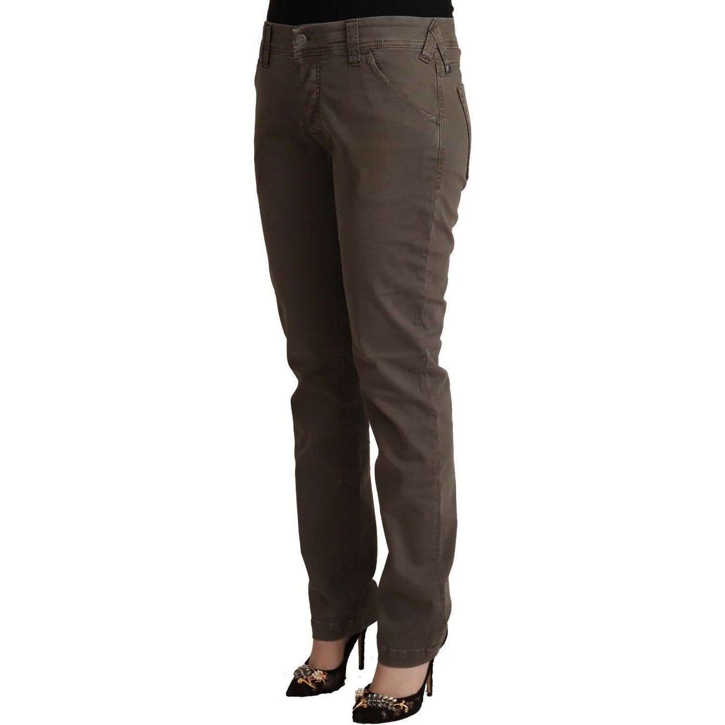 CYCLE Brown Cotton Low Waist Skinny Casual Jeans CYCLE