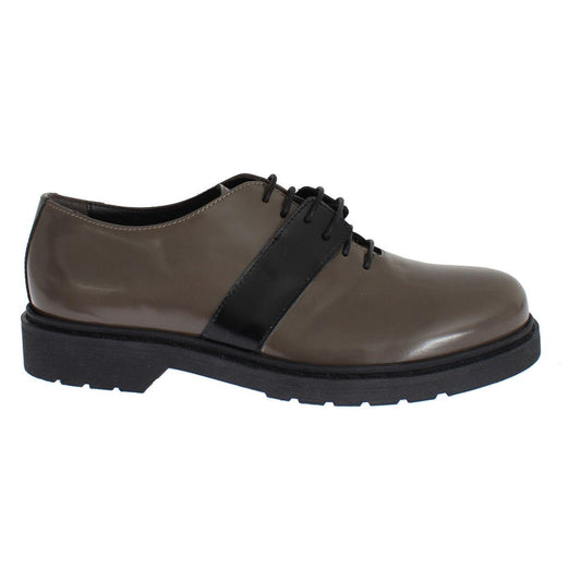 AI_ Gray Brown Leather Laceups Shoes AI_