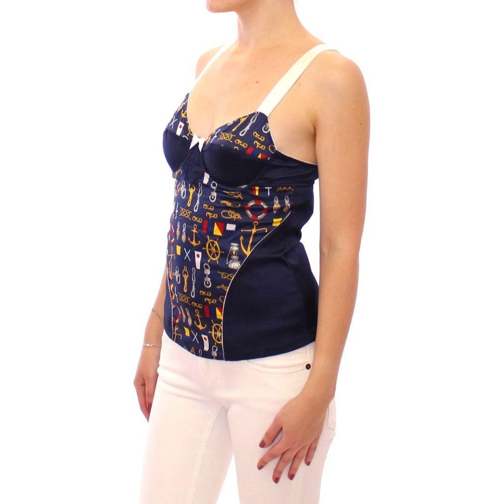 Dolce & Gabbana Blue Sailor Motive Tank Top 1728,67345645728,8% Elastane,Blue,Clothing,Dolce & Gabbana,IT1 | XS,Material: 92% Polyester,New with tags,T-Shirts - Clothing,Tank Tops - T-Shirts - Clothing,Tops & T-Shirts - Women - Clothing,Women,Women - Clot