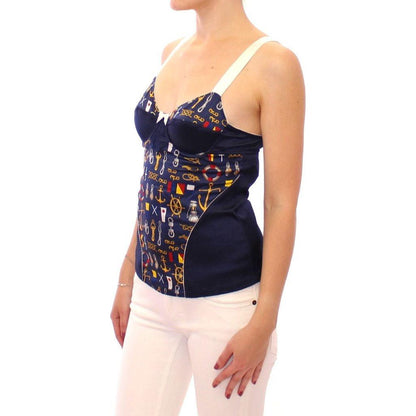Dolce & Gabbana Blue Sailor Motive Tank Top 1728,67345645728,8% Elastane,Blue,Clothing,Dolce & Gabbana,IT1 | XS,Material: 92% Polyester,New with tags,T-Shirts - Clothing,Tank Tops - T-Shirts - Clothing,Tops & T-Shirts - Women - Clothing,Women,Women - Clot