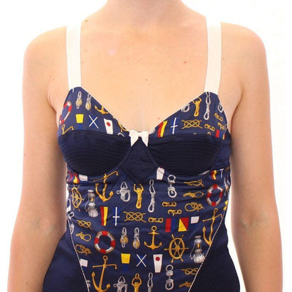 Dolce & Gabbana Blue Sailor Motive Tank Top 1728,67345645728,8% Elastane,Blue,Clothing,Dolce & Gabbana,IT1 | XS,Material: 92% Polyester,New with tags,T-Shirts - Clothing,Tank Tops - T-Shirts - Clothing,Tops & T-Shirts - Women - Clothing,Women,Women - Clot