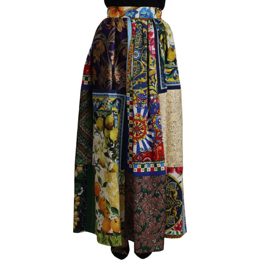 Dolce & Gabbana Multicolor Patchwork Sicily Long Maxi Skirt Dolce & Gabbana