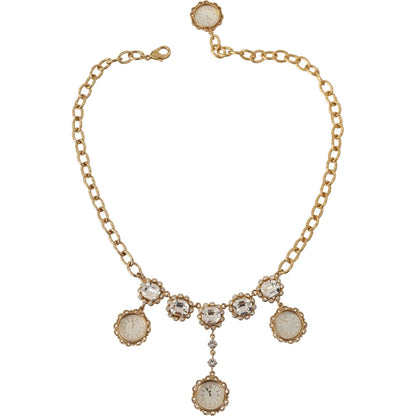 Dolce & Gabbana Gold Clock Statement Crystal Chain Necklace Dolce & Gabbana
