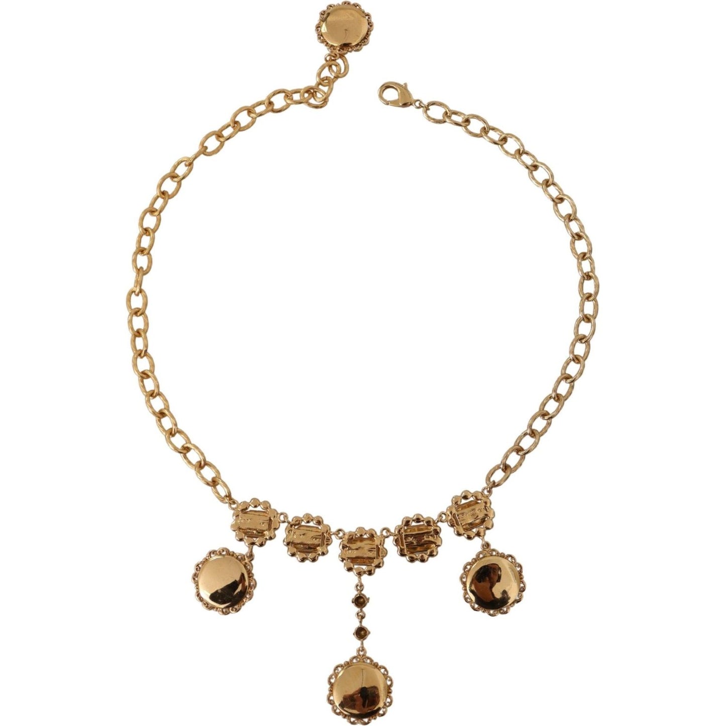Dolce & Gabbana Gold Clock Statement Crystal Chain Necklace Dolce & Gabbana
