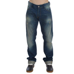 Acht Blue Wash Denim Cotton Stretch Baggy Fit Jeans SIG30490-1