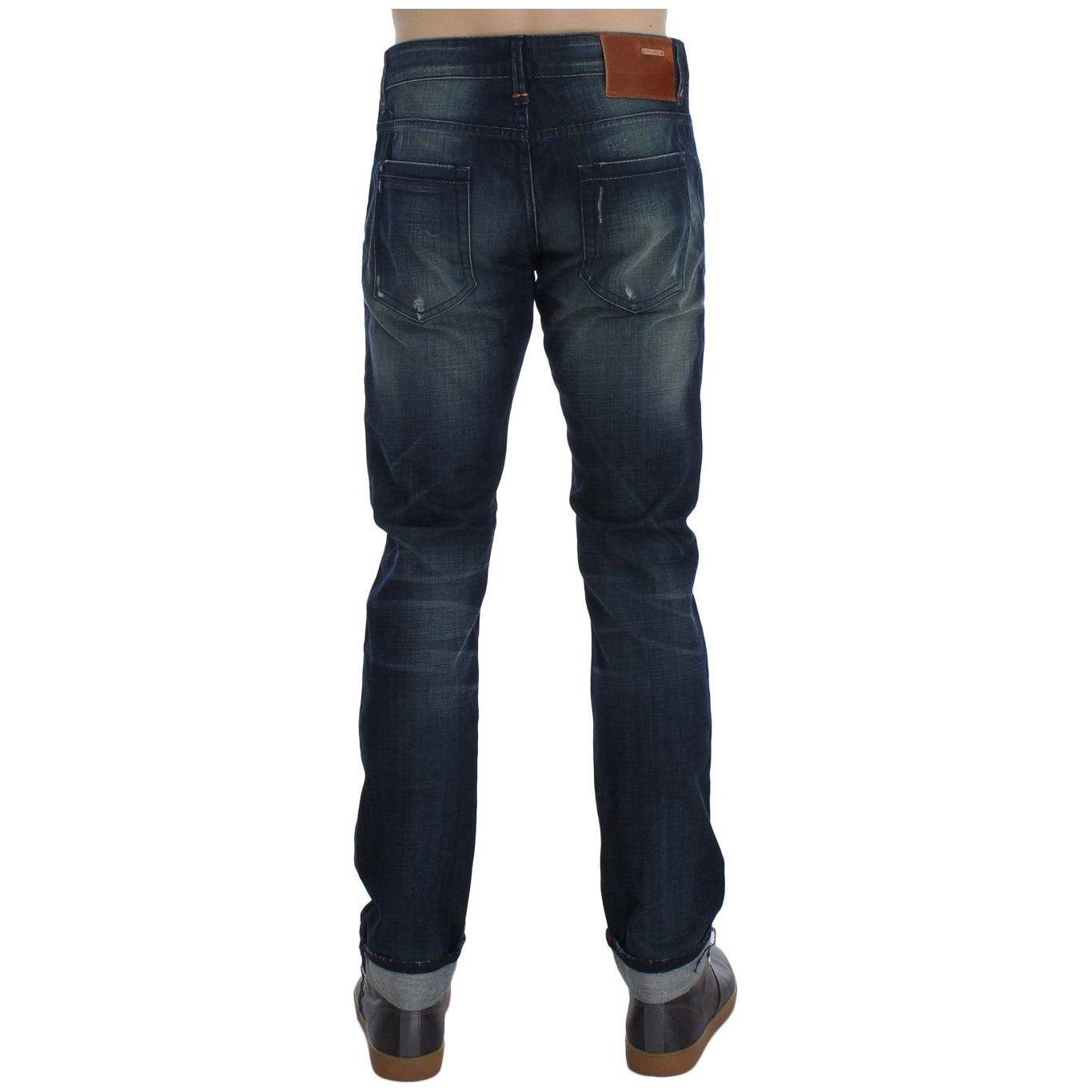 Acht Blue Wash Cotton Denim Slim Fit Jeans Acht