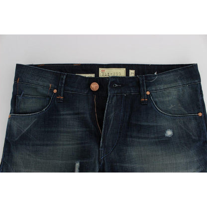 Acht Blue Wash Cotton Denim Slim Fit Jeans Acht