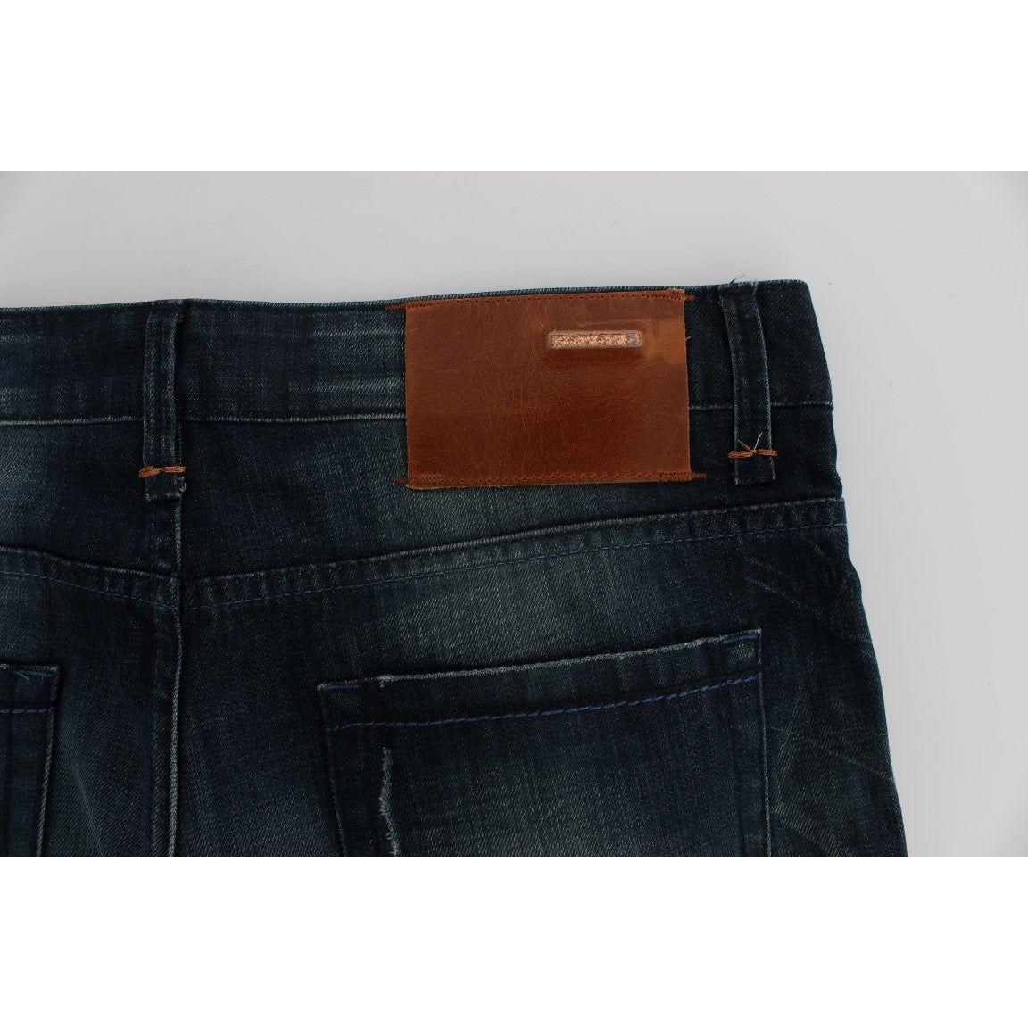 Acht Blue Wash Cotton Denim Slim Fit Jeans Acht