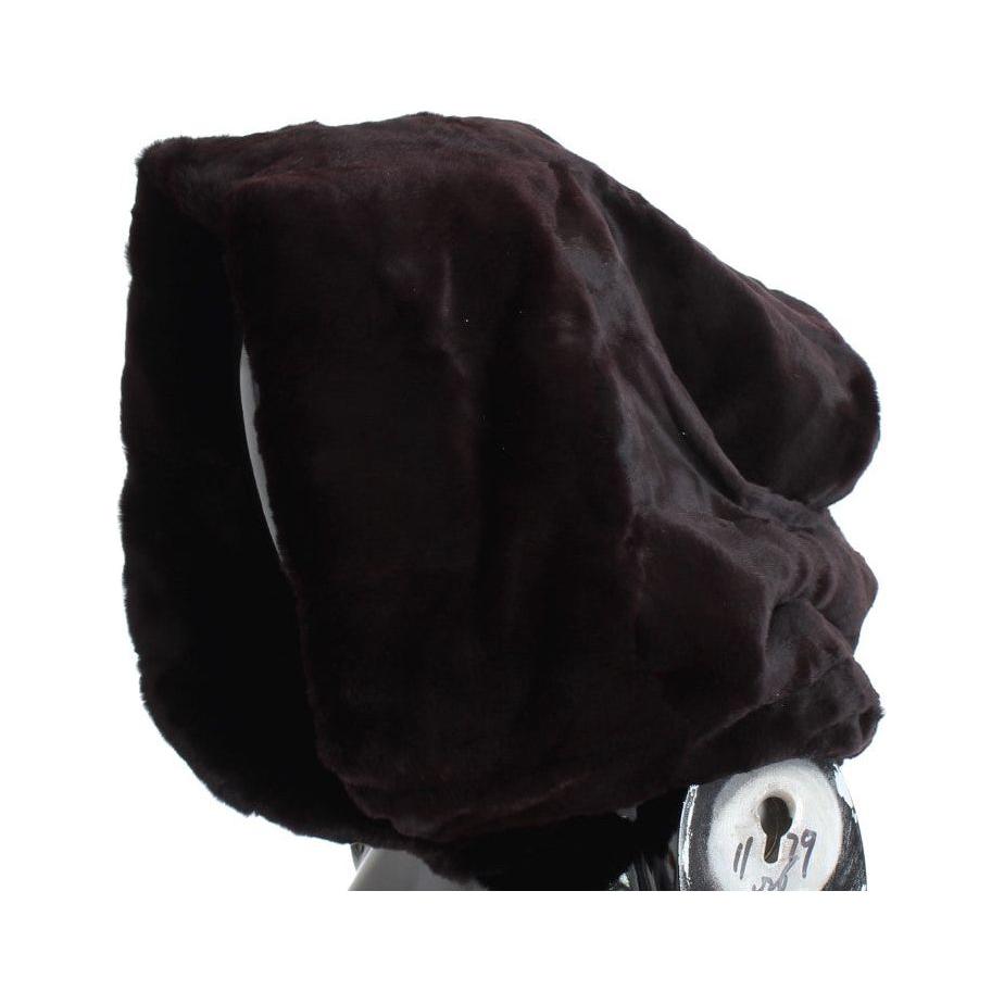 Dolce & Gabbana Purple Weasel Fur Crochet Hood Scarf Hat Dolce & Gabbana