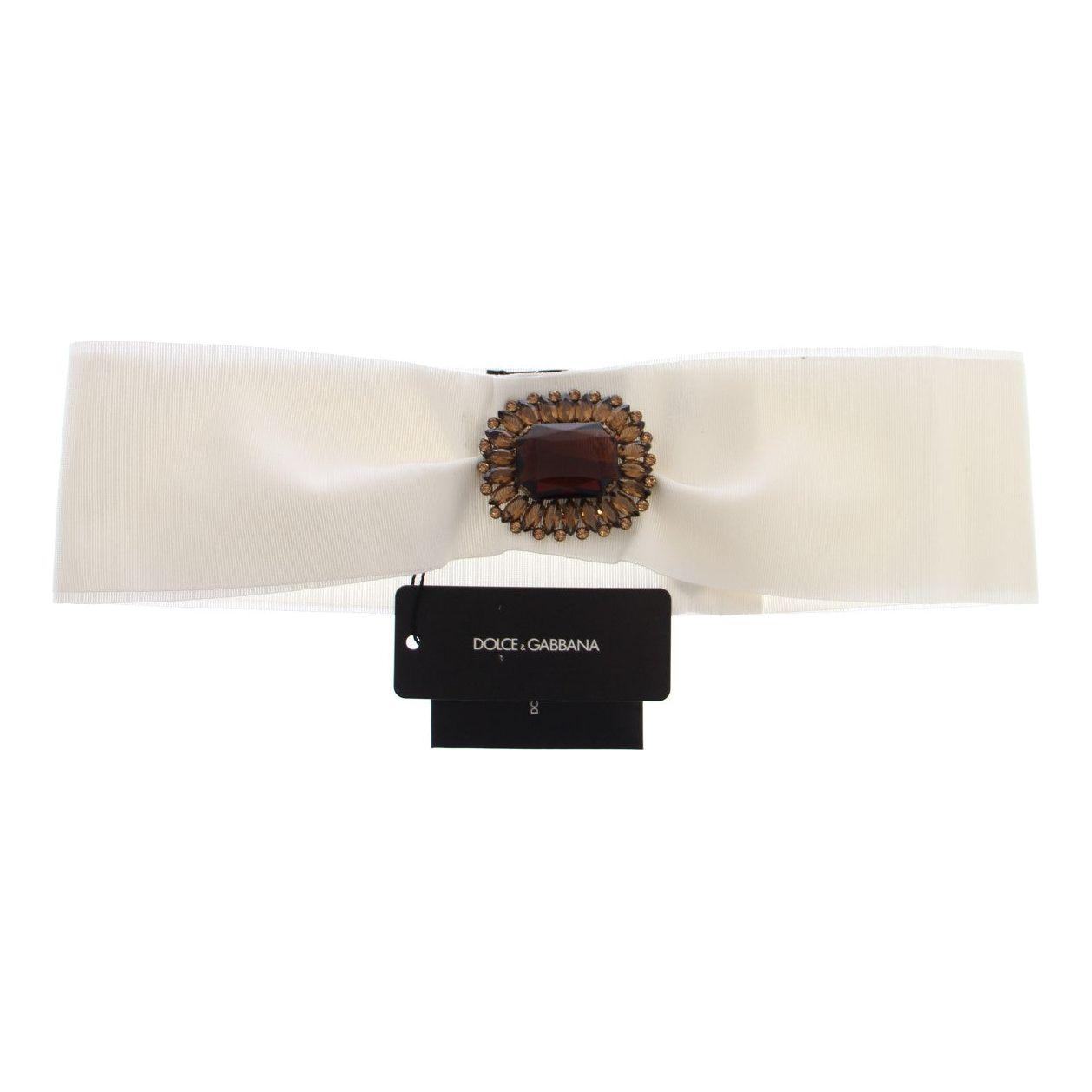 Dolce & Gabbana White Crystal Brass Wide Waist Runway Belt Dolce & Gabbana