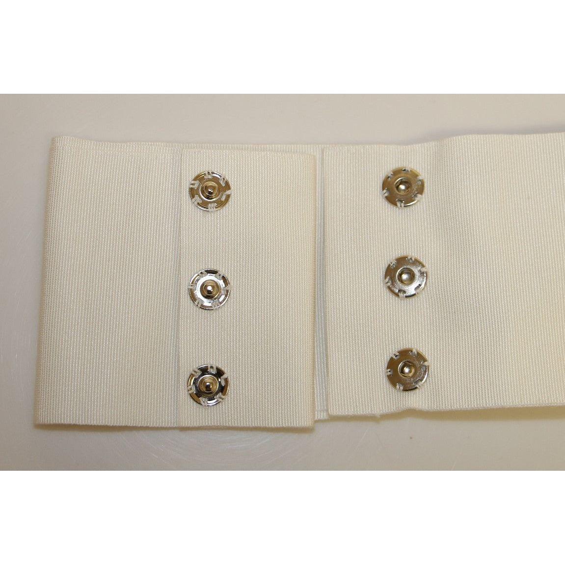 Dolce & Gabbana White Crystal Brass Wide Waist Runway Belt Dolce & Gabbana