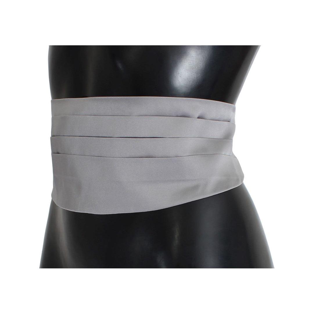 Dolce & Gabbana Gray Waist Belt Silk Cummerbund Dolce & Gabbana