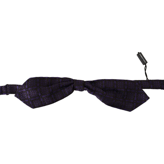 Dolce & Gabbana Blue Geometric Silk Adjustable Neck Papillon Tie FT3594