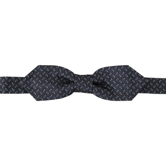 Dolce & Gabbana Blue Gray Polka Dot 100% Silk Neck Papillon Tie FT3595