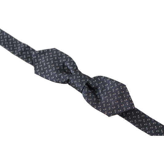 Dolce & Gabbana Blue Gray Polka Dot 100% Silk Neck Papillon Tie FT3595