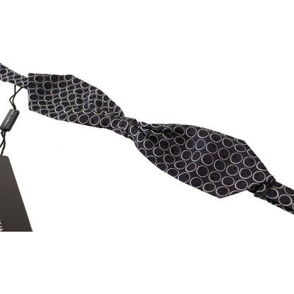 Dolce & Gabbana Black White Round 100% Silk Neck Papillon Tie