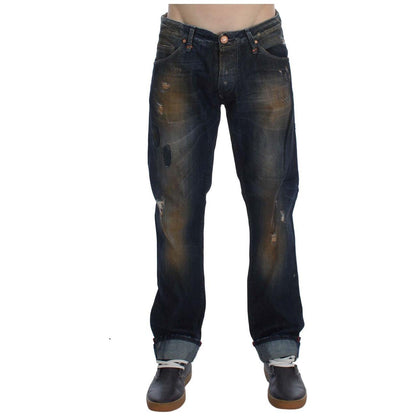 Acht Blue Wash Cotton Regular Straight Fit Jeans Acht