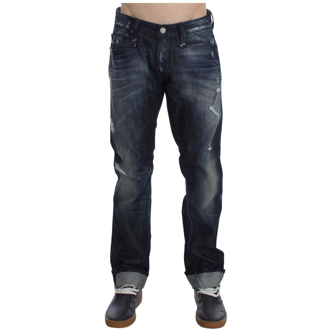 Acht Blue Cotton Regular Straight Fit Jeans Acht