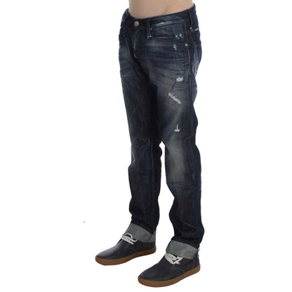 Acht Blue Cotton Regular Straight Fit Jeans Acht