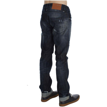 Acht Blue Cotton Regular Straight Fit Jeans Acht