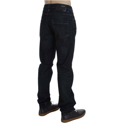 Acht Blue Wash Cotton Denim Straight Fit Jeans Acht