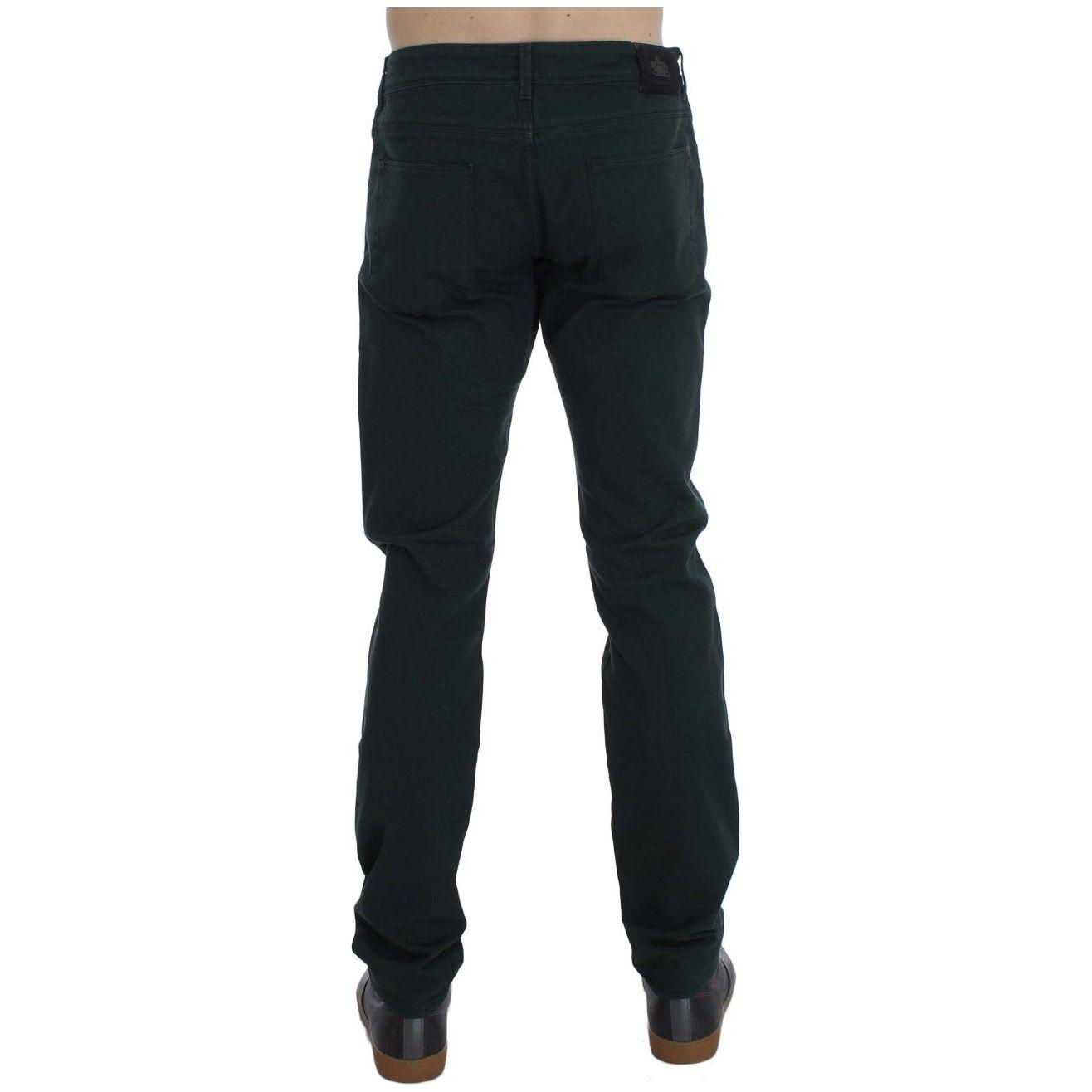 Ermanno Scervino Green Cotton Denim Stretch Straight Fit Jeans Ermanno Scervino