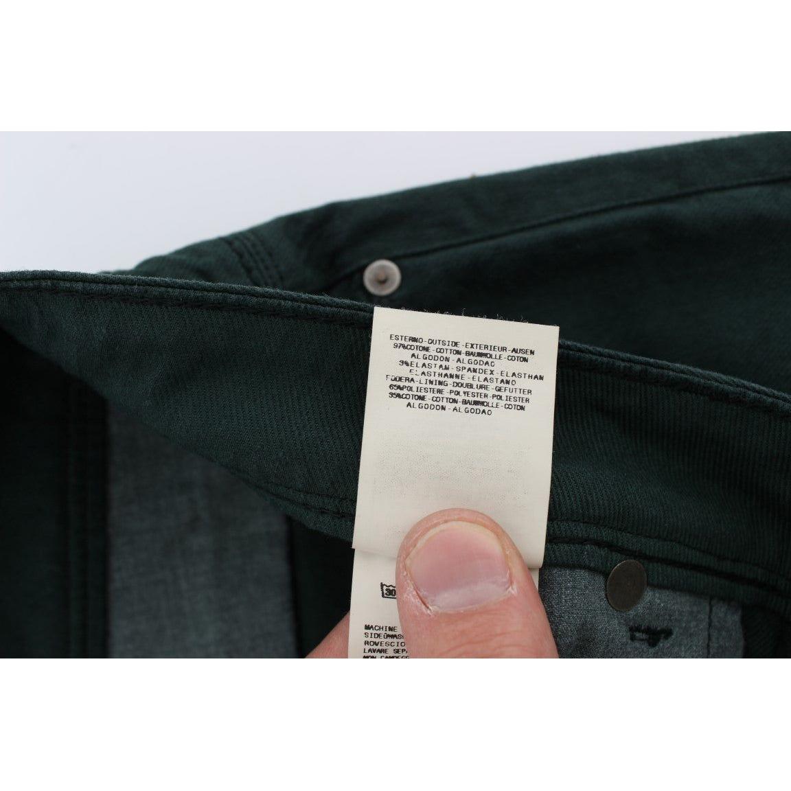 Ermanno Scervino Green Cotton Denim Stretch Straight Fit Jeans Ermanno Scervino